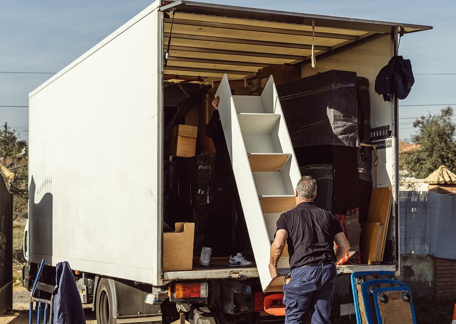 Movers loading a truck in Eugene, Oregon