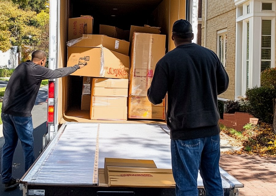 Movers loading a truck in Eugene, Oregon