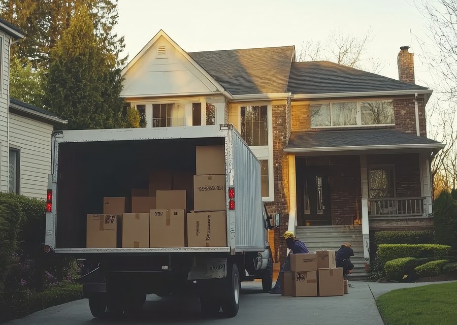Movers loading a truck in Fayetteville, Arkansas