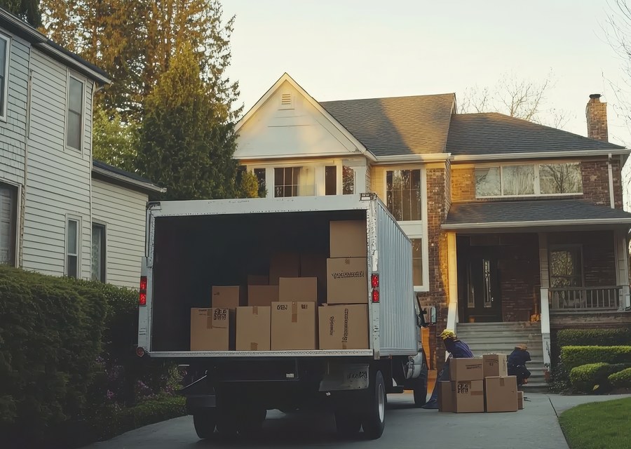 Movers loading a truck in Brandon, Vermont
