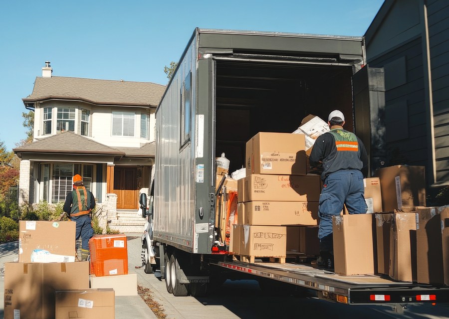 Movers loading a truck in Elizabeth, New Jersey