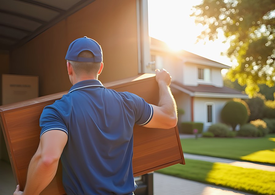 Movers loading a truck in San Francisco, California