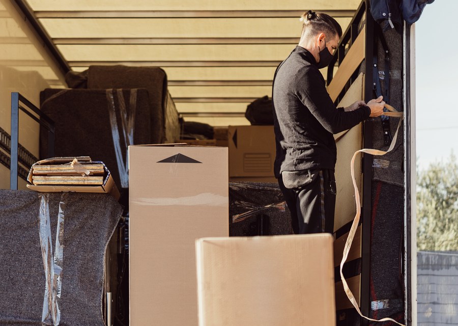Movers loading a truck in Cambridge, Massachusetts