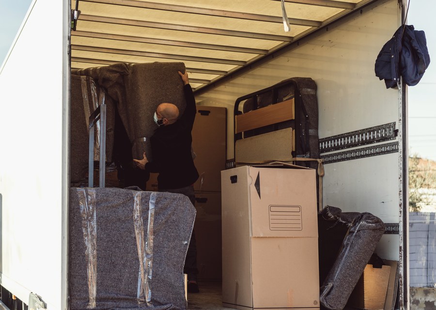 Movers loading a truck in North Las Vegas, Nevada