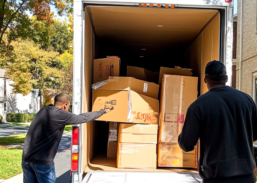 Movers loading a truck in Wichita, Kansas