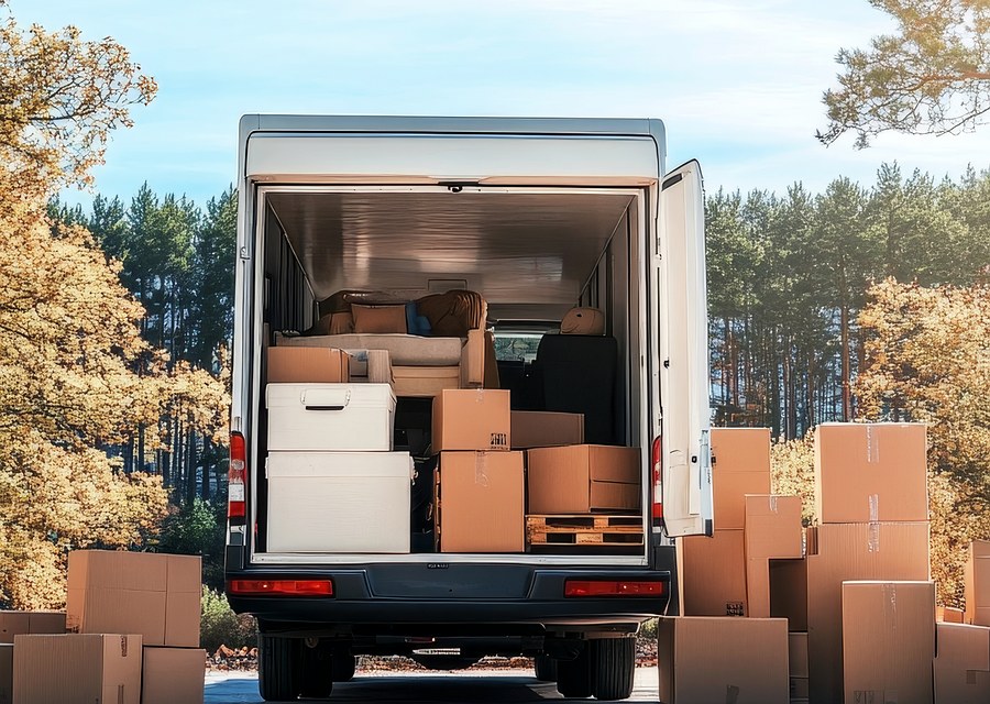 Movers loading a truck in Douglas, Wyoming
