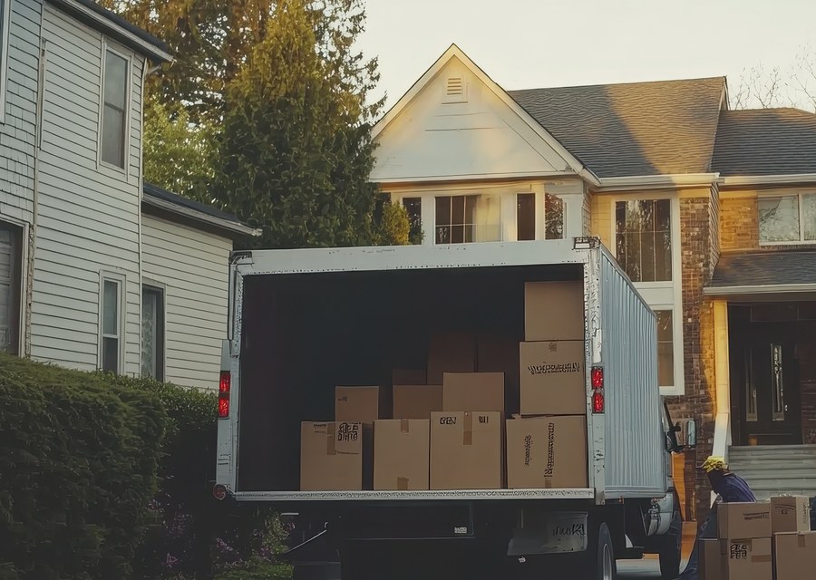 Movers loading a truck in Milwaukee, Wisconsin