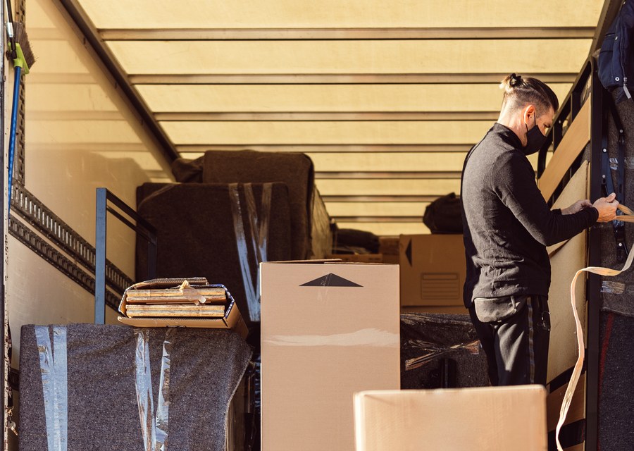 Movers loading a truck in San Diego, California