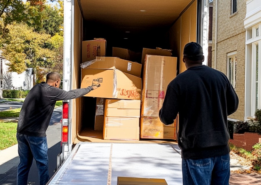 Movers loading a truck in Aurora, Illinois
