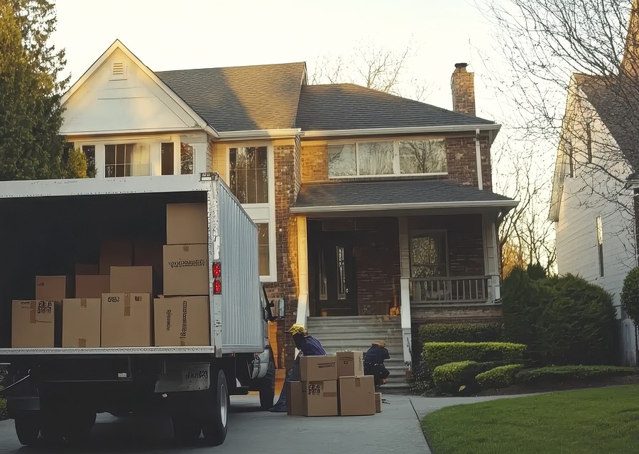 Movers loading a truck in Plattsmouth, Nebraska