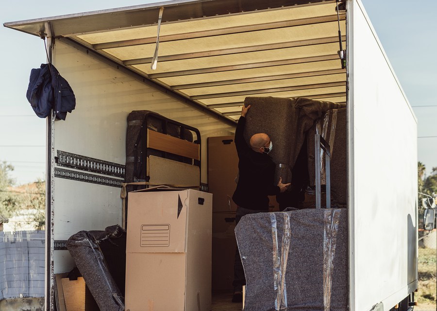 Movers loading a truck in Chesapeake, Virginia