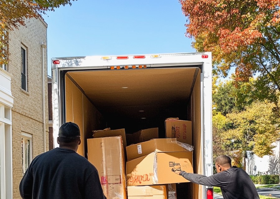 Movers loading a truck in Lafayette, Louisiana