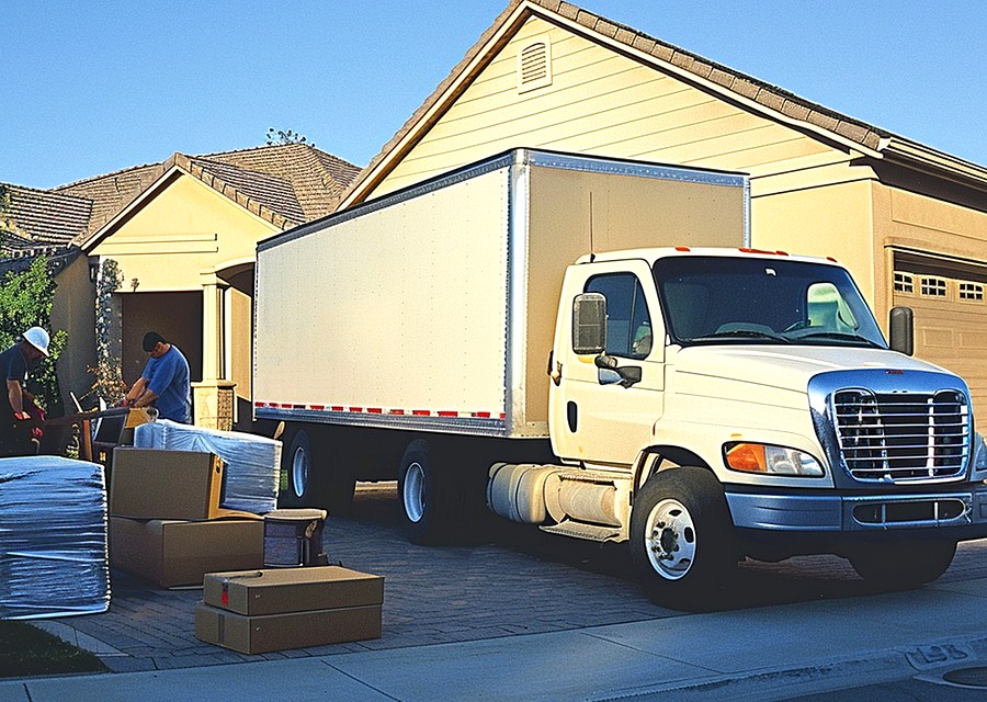 Movers loading a truck in Baton Rouge, Louisiana