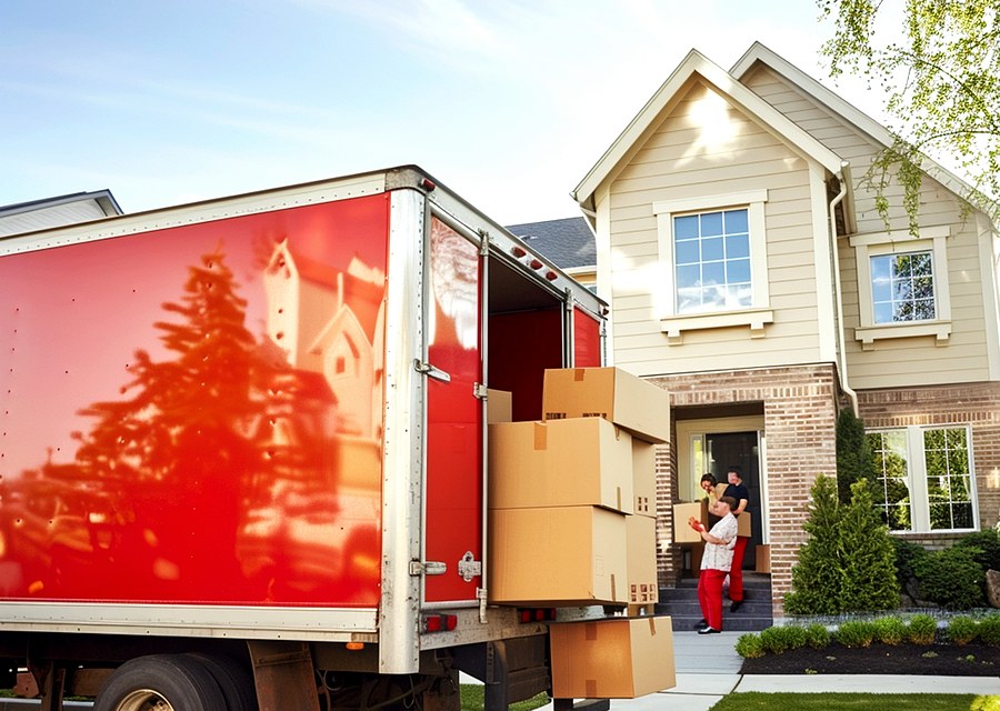 Movers loading a truck in Fresno, California