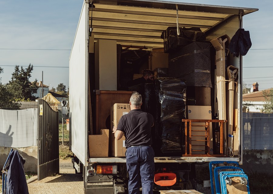 Movers loading a truck in Hartford, Connecticut