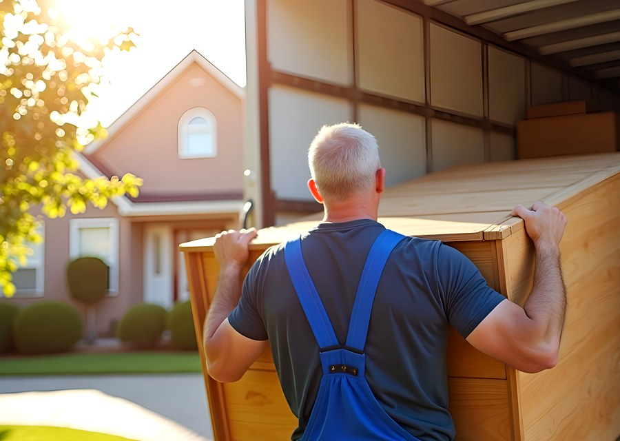 Movers loading a truck in Jersey City, New Jersey