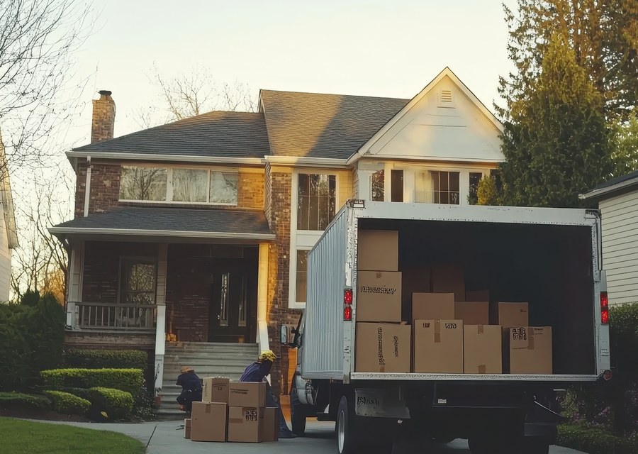 Movers loading a truck in Erie, Pennsylvania