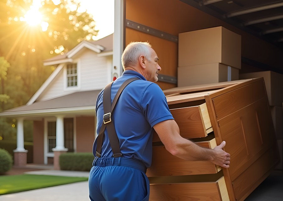 Movers loading a truck in Warwick, Rhode Island