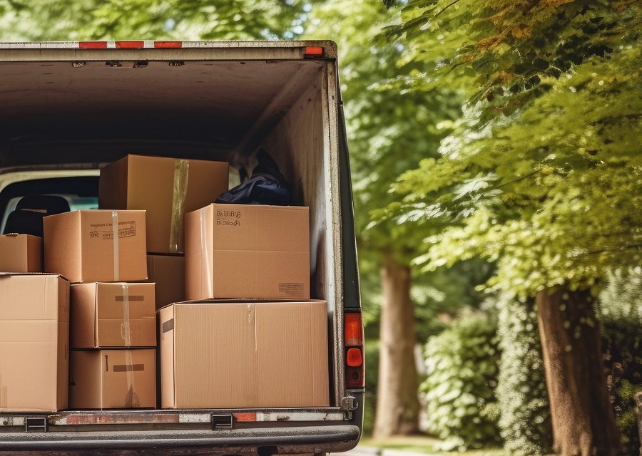 Movers loading a truck in East Greenwich, Rhode Island