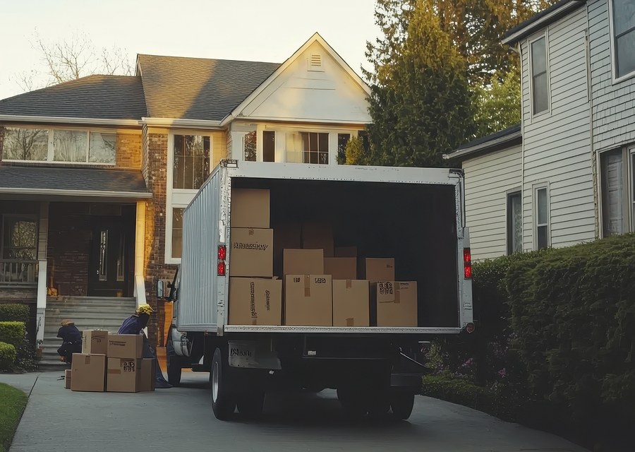 Movers loading a truck in Norfolk, Virginia