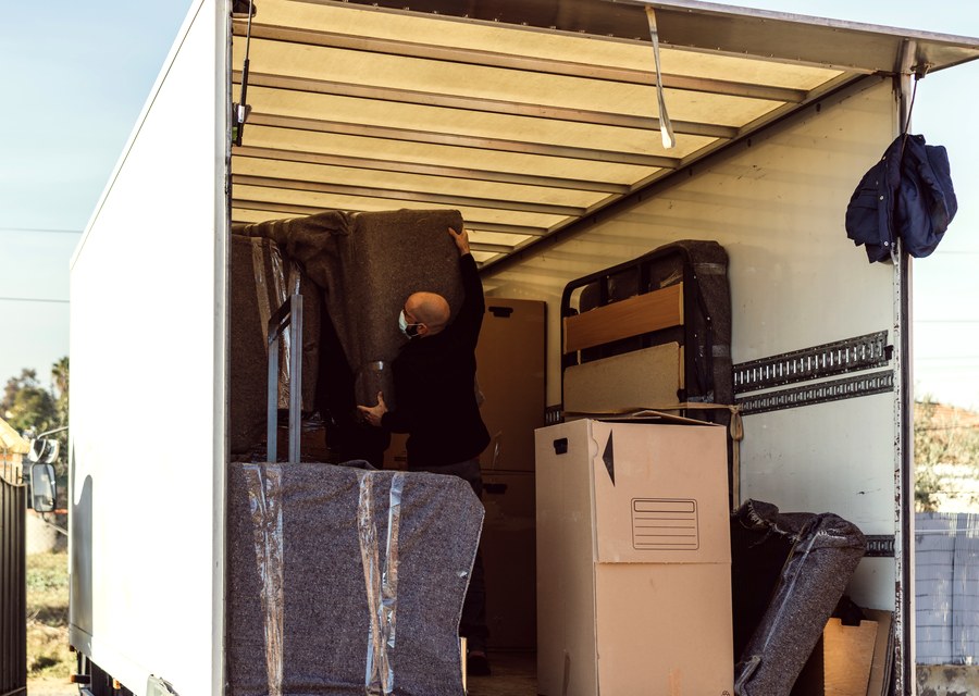 Movers loading a truck in Stamford, Connecticut