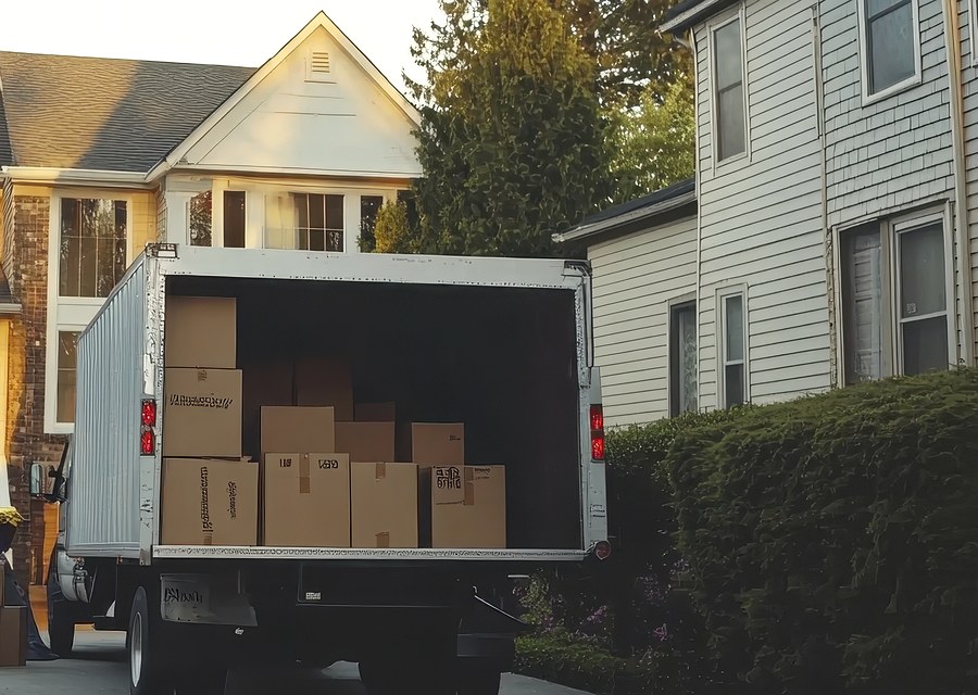 Movers loading a truck in Rockville, Maryland