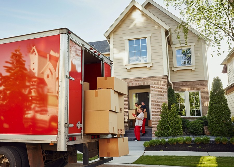 Movers loading a truck in Huntsville, Alabama