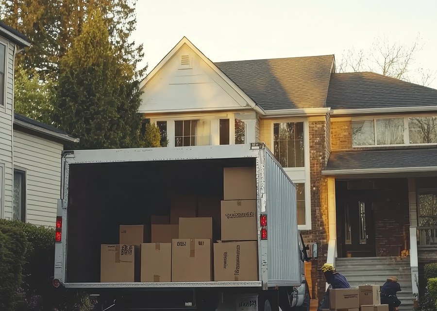 Movers loading a truck in San Diego, California
