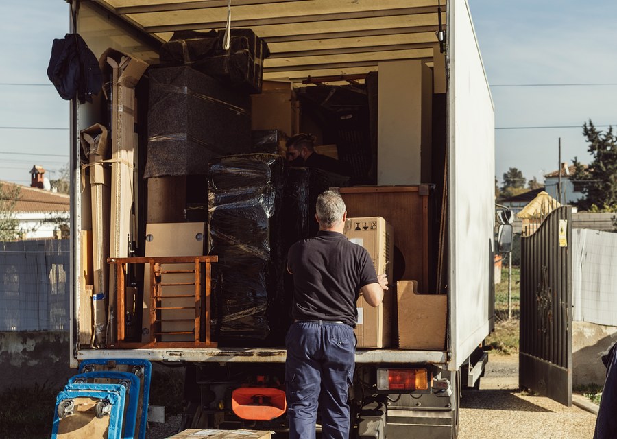 Movers loading a truck in Waterbury, Connecticut