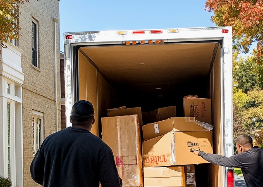 Movers loading a truck in Denver, Colorado