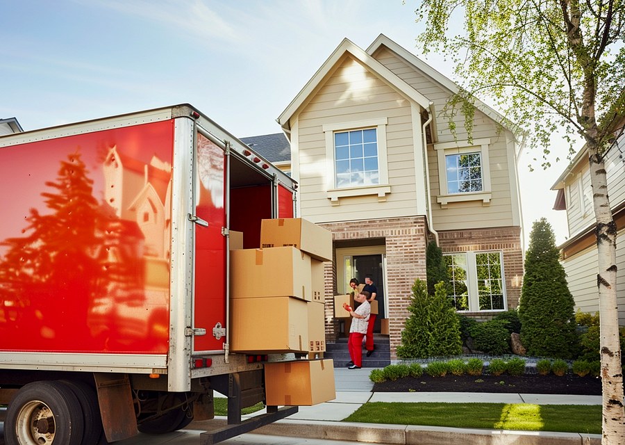 Movers loading a truck in Bridgeport, Connecticut