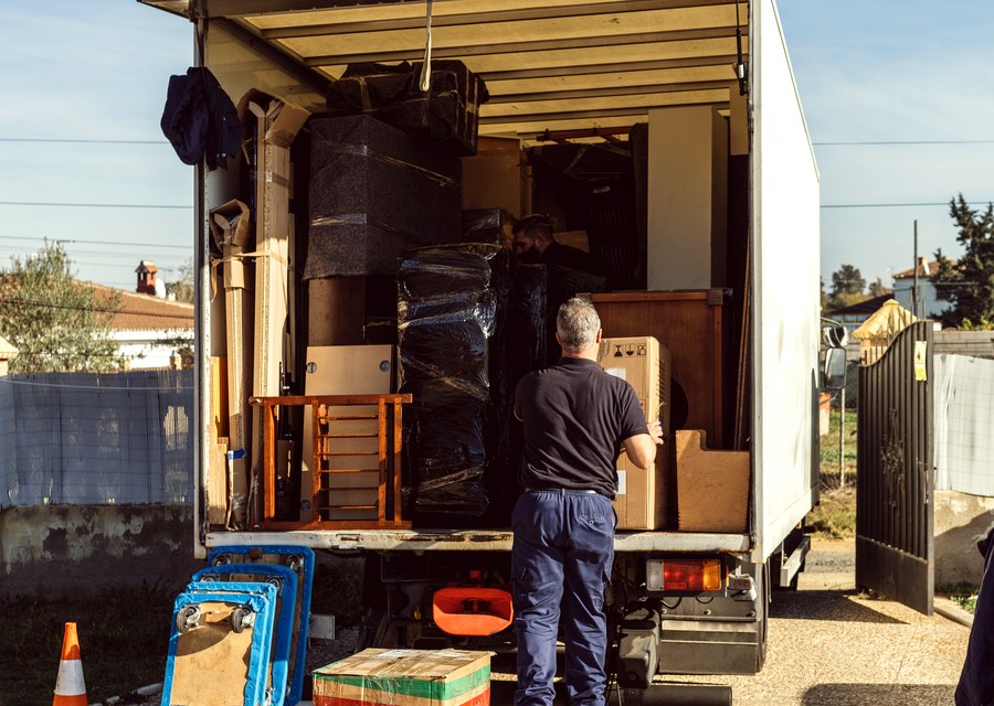 Movers loading a truck in Paterson, New Jersey