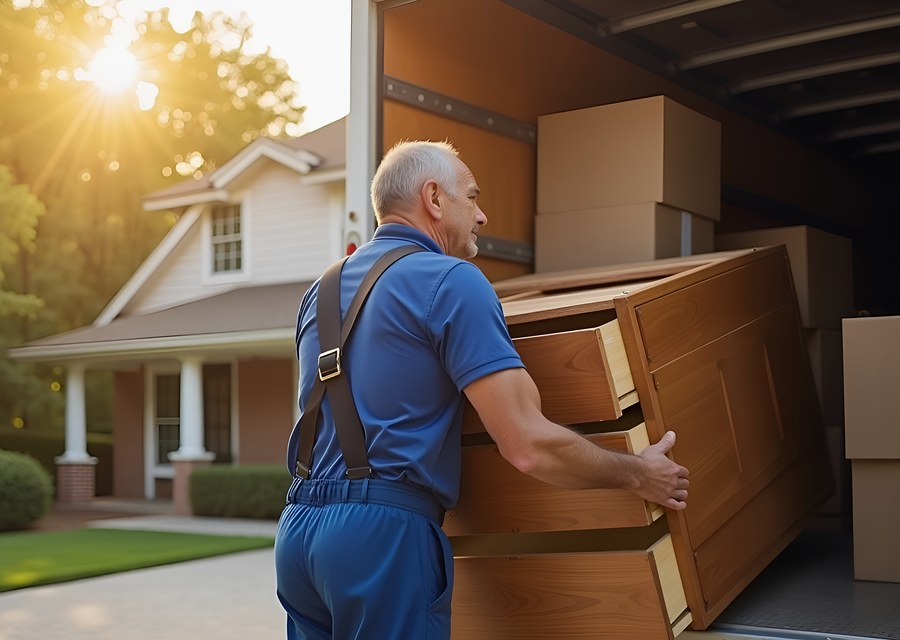 Movers loading a truck in Macon, Georgia