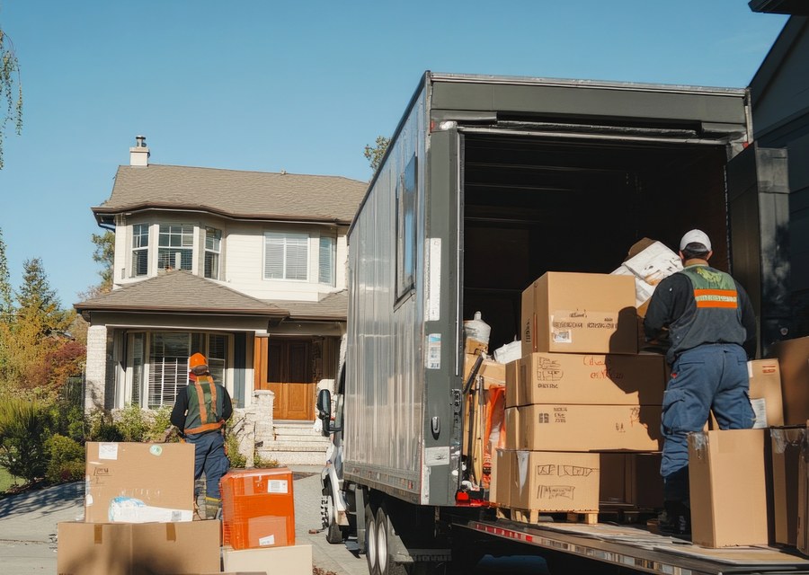 Movers loading a truck in Iowa City, Iowa