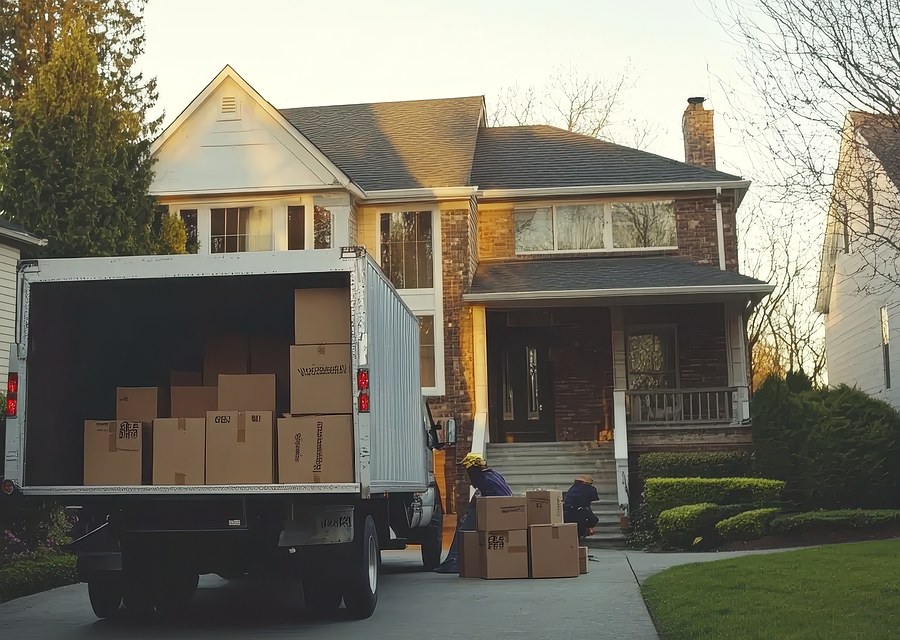 Movers loading a truck in Slaughterville, Oklahoma