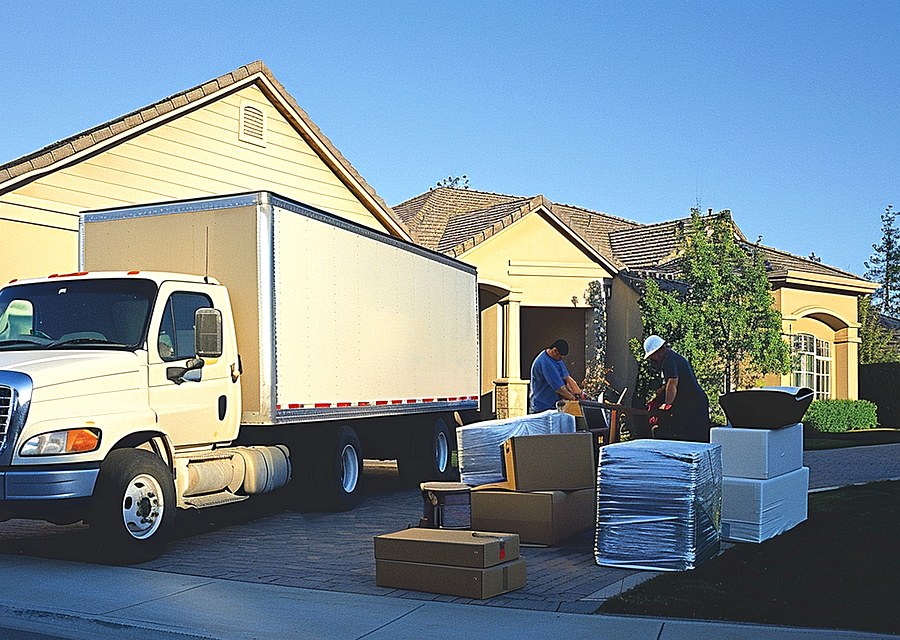 Movers loading a truck in Miami, Florida