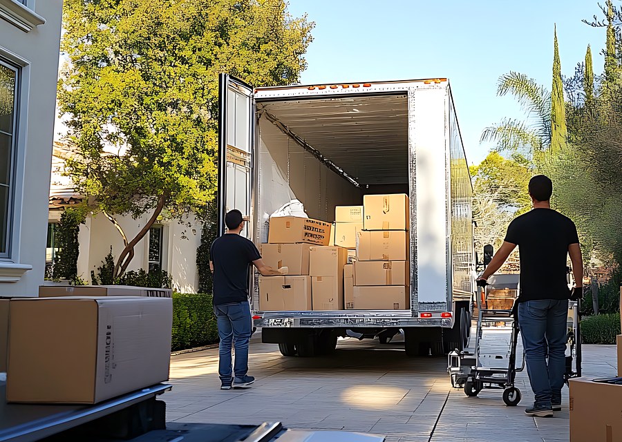 Movers loading a truck in Norman, Oklahoma