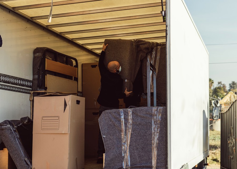 Movers loading a truck in Cambridge, Massachusetts