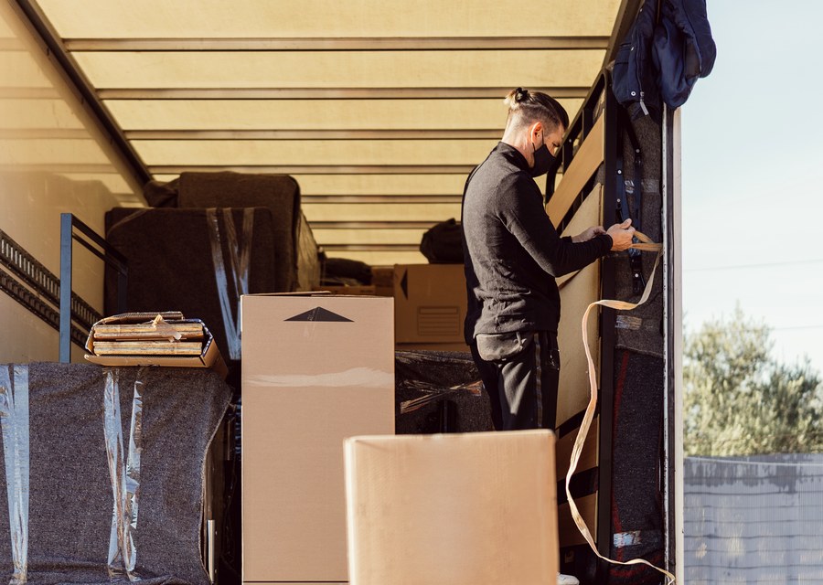 Movers loading a truck in Akron, Ohio