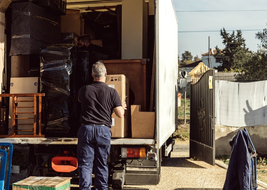 Movers loading a truck in Savannah, Georgia