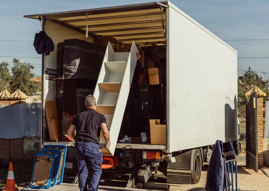 Movers loading a truck in New Orleans, Louisiana