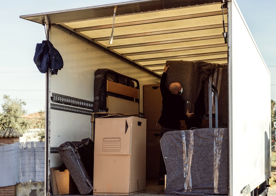 Movers loading a truck in Chesapeake, Virginia
