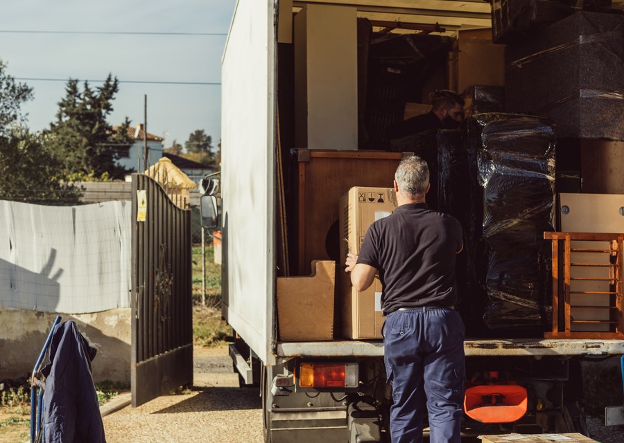 Movers loading a truck in Norman, Oklahoma