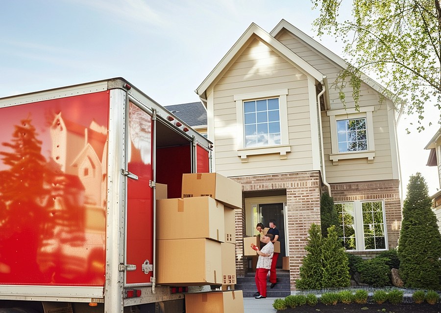 Movers loading a truck in Chesapeake, Virginia