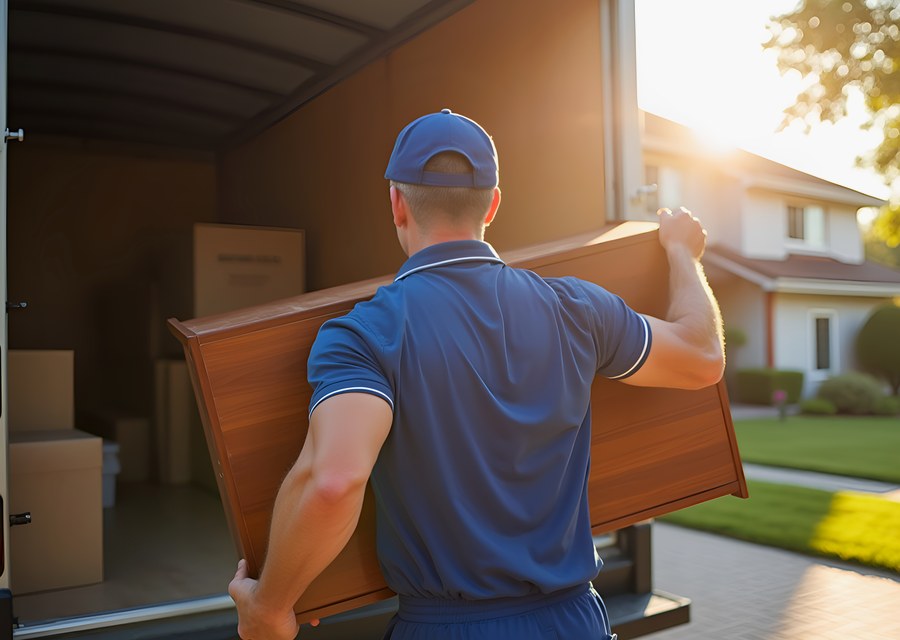 Movers loading a truck in Bellevue, Nebraska