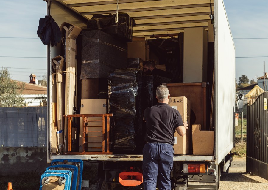 Movers loading a truck in Pittsburgh, Pennsylvania