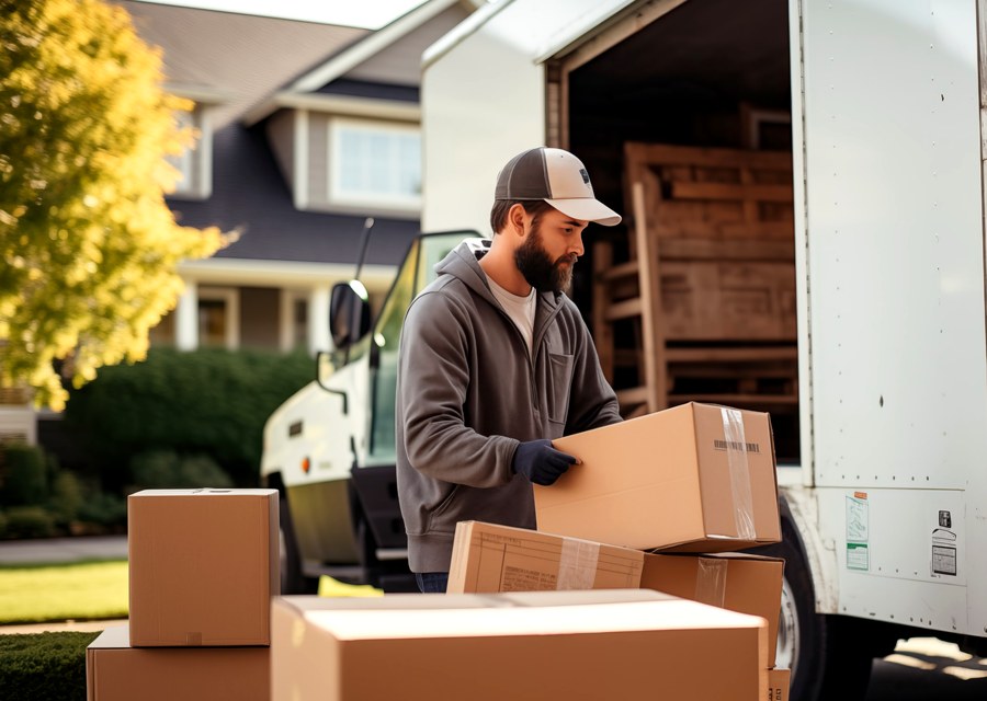 Movers loading a truck in Stamford, Connecticut
