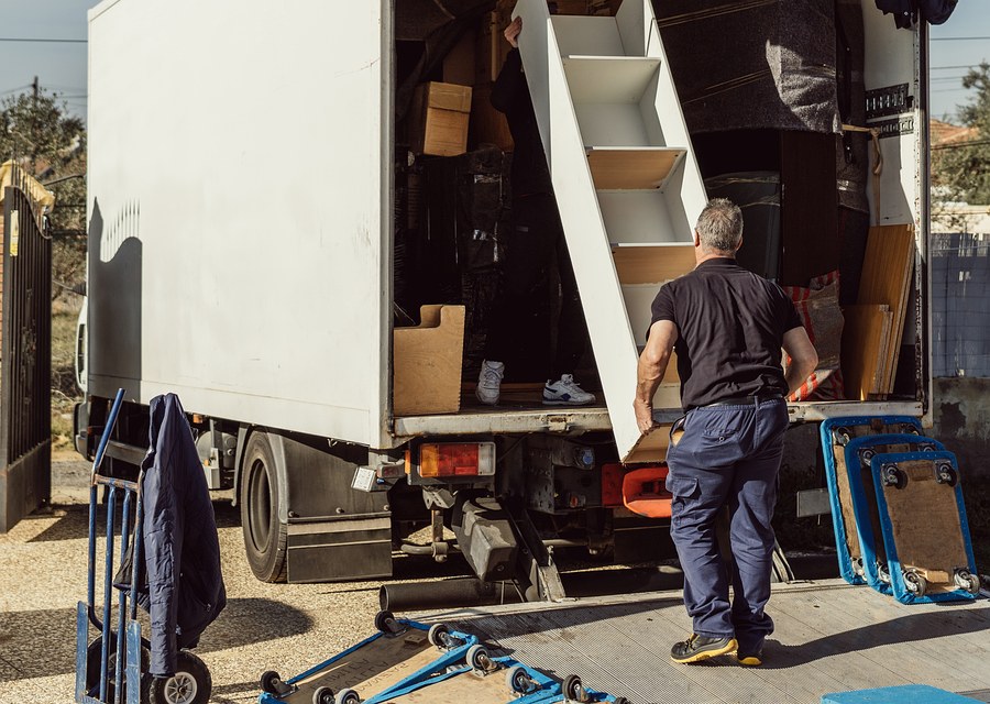 Movers loading a truck in Jersey City, New Jersey