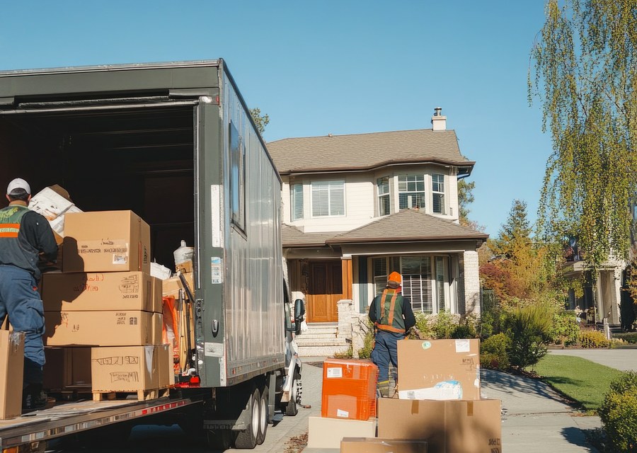 Movers loading a truck in Syracuse, New York