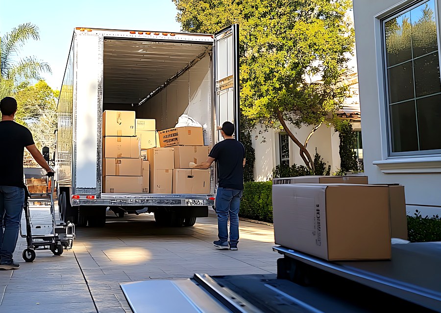 Movers loading a truck in Topeka, Kansas